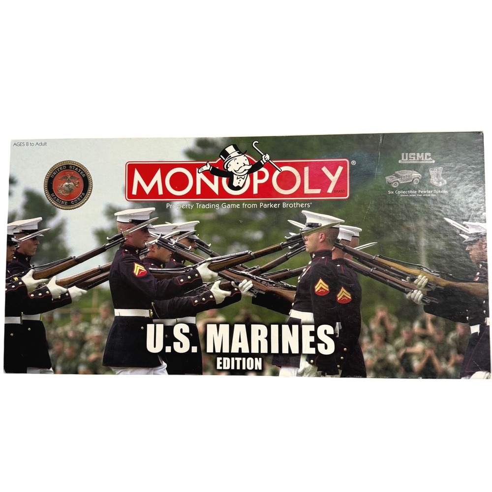 Monopoly US Marines Edition Board Game Parker Brothers USA Military Theme 2005